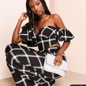 New ASOS Luxe one shoulder / off the shoulder crop top